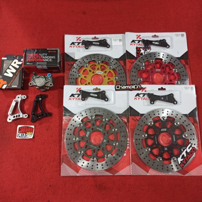 Paket Bracket Breket Kaliper Brembo 2 Piston Piringan Cakram Floating KTC Kytaco 260mm Vario 125 Var