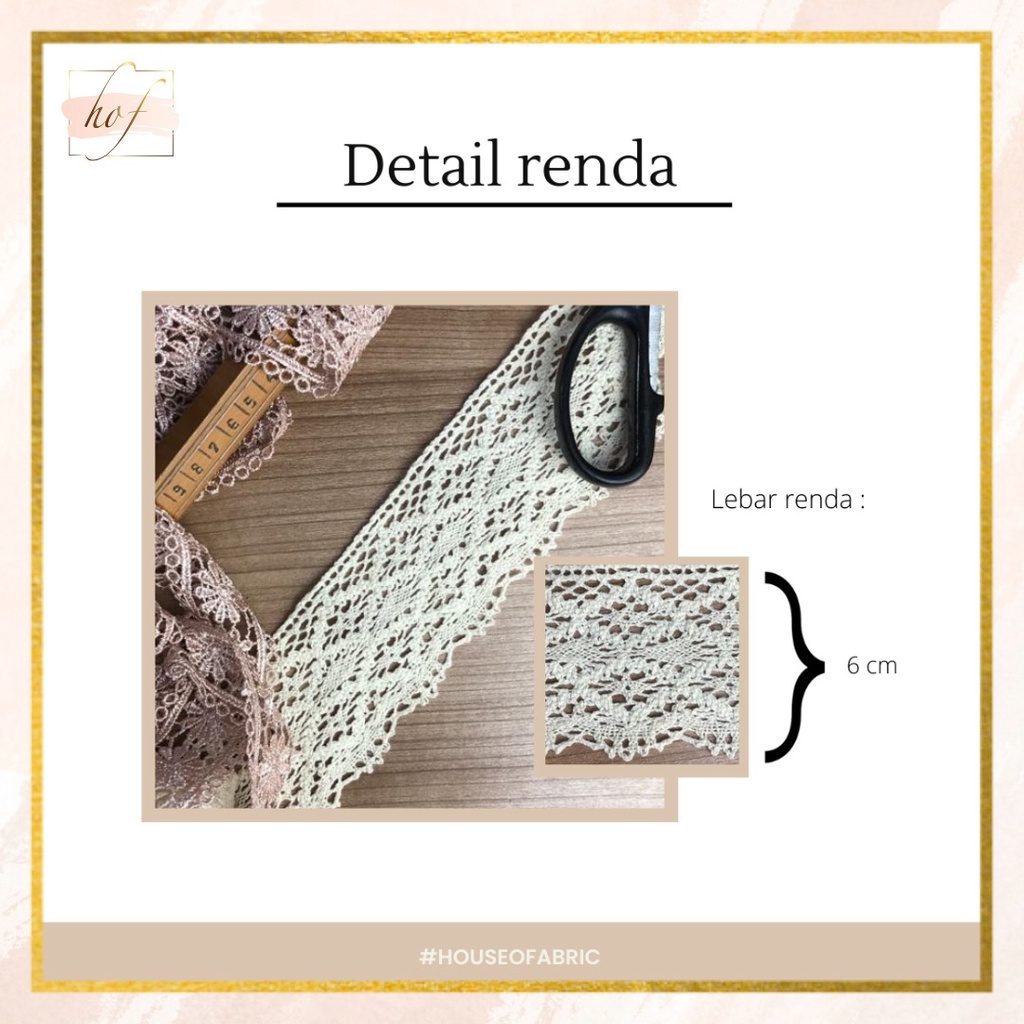 Renda Rajut / kait lebar 6cm ecer meteran