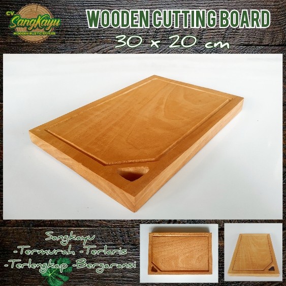 Nampan talenan kayu jati mahoni wooden cutting board line edge 005