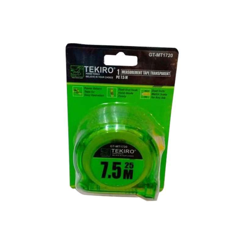 Tekiro Meteran 7.5 Meter / Meteran 7.5 M Transparan Hijau / Measuring Tape 7.5 Meter