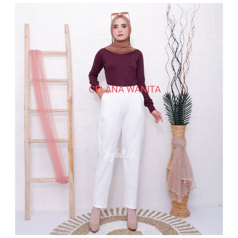 CELANA WANITA PUTIH / BAGGY PANTAS PUTIH