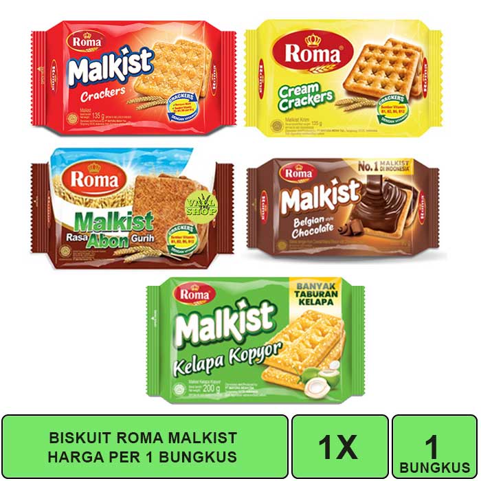

VSHOP. ANEKA ROMA MALKIST CRACKER BISKUIT 1 BUNGKUS
