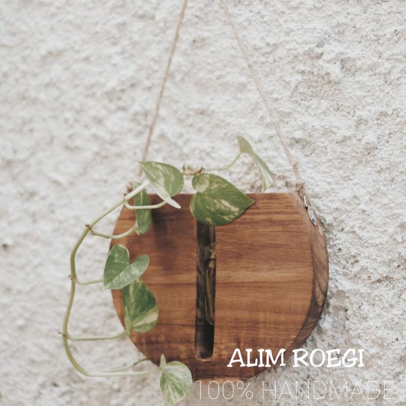 Vas Bunga Kayu Gendut, Pot Kayu, Vas Bunga Unik