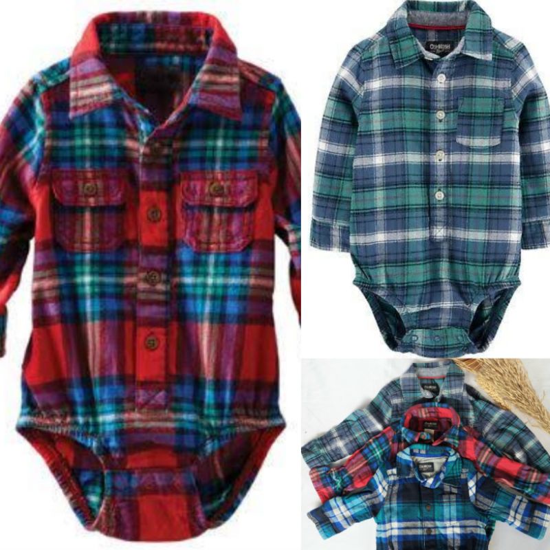 KEMEJA BODYSUIT FLANEL BOYS OSHKOSH LENGAN PANJANG/BAJU ANAK/PAKAIAN ANAK LAKI