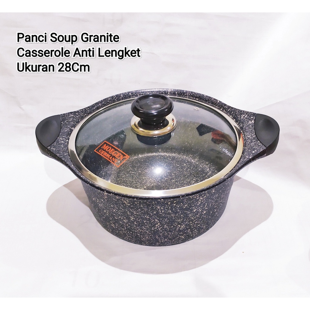 A1 Panci Moegen Germany Keramik Granit Soup Pot / Panci Kuah Anti Lengket Casserole Ukuran 28cm