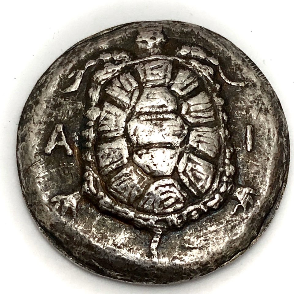 Yunani Kuno Eina Pulau Turtle Koin Perak AeginaTurtle Lencana Mitologi Romawi Koin Ukiran Koleksi