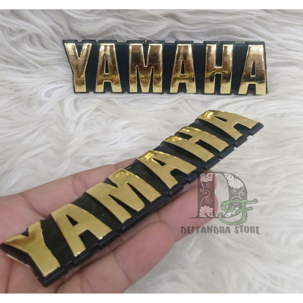 YAMAHA 3D Set Kanan Kiri Emblem Tangki Motor RX KING - Gold dan Chrome Logo Timbul Tangki Rx King