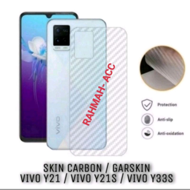 GARSKIN/SKIN CARBON/ANTI GORES BUAT BELAKANG HP VIVO Y21 Y21S Y21T Y33S
