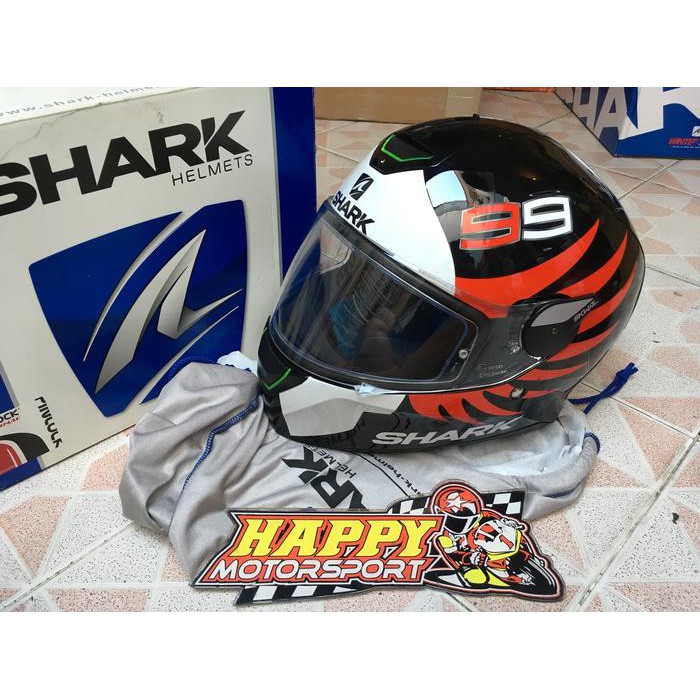 HELM FULLFACE SHARK ORI FRANCE SKWAL LORENZO BLACK LED LAMP PINLOCK M