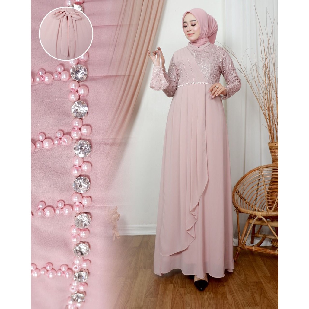 Gamis Amirra || [COD] Bayar di Tempat || Gamis Wisuda Remaja Terbaru || Terlaris Gamis Pesta Tille Tuton Premium Kombinasi Cerutty || Gamis Seragam Pesta Modern 2022