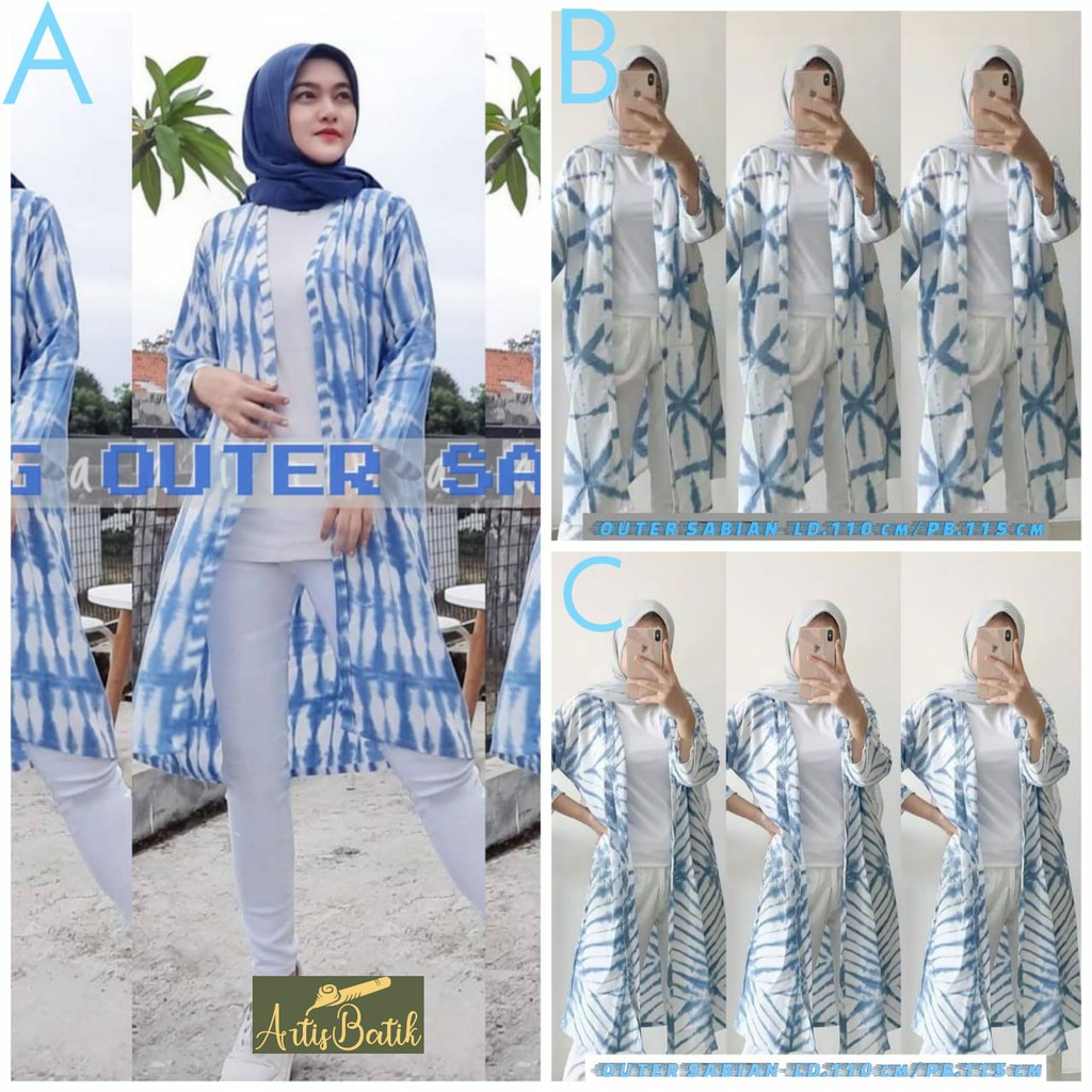 READY STOCK OUTER SABIAN HANDMADE CARDI SABYAN RAYON SHIBORI LONG VEST  TIE DYE CARDI WANITA LONGCAR
