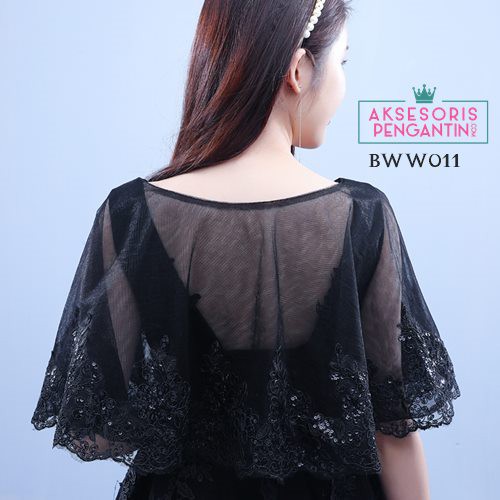 [PRODUK TERPERCAYA] BOLERO PESTA LACE CARDIGAN PENGANTIN BROKAT KOREA HITAM BWW011