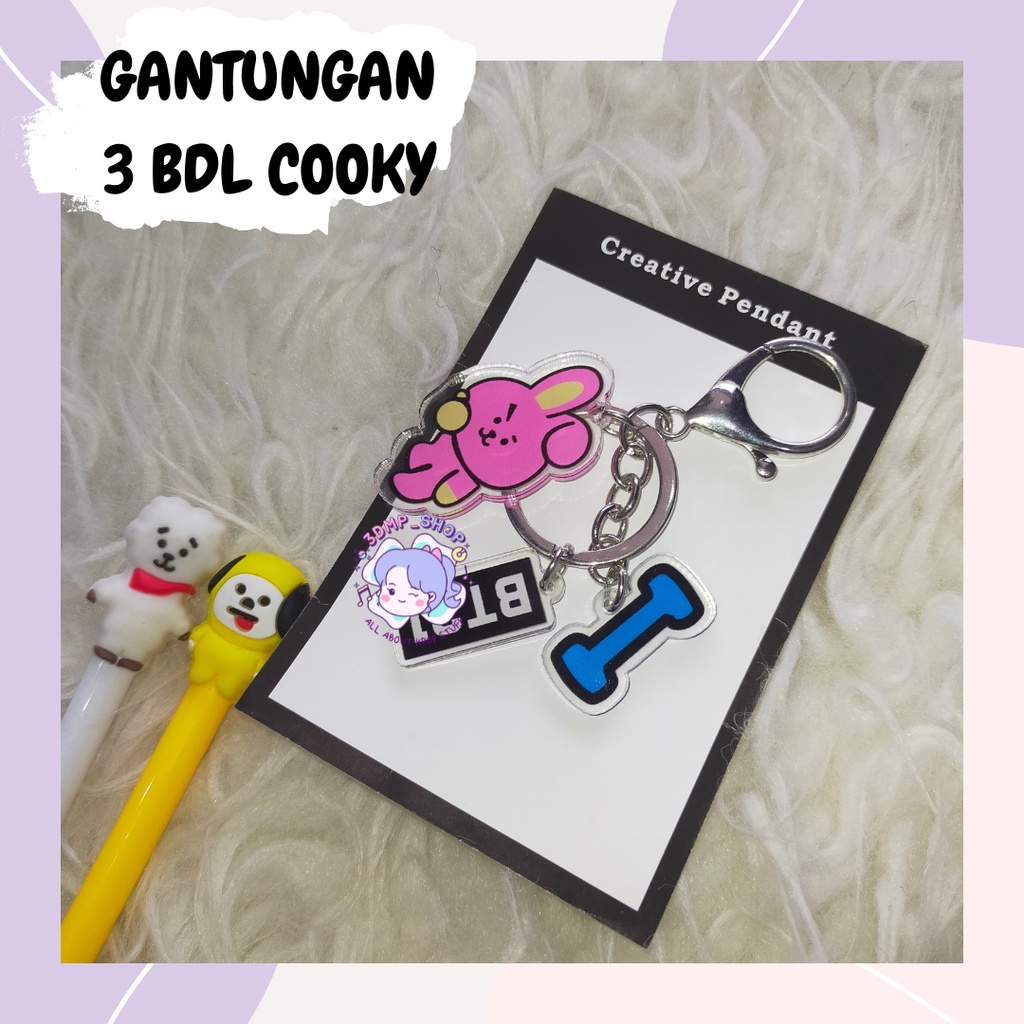 Gantungan Kunci Ganci Keychain BT21 3 bandul