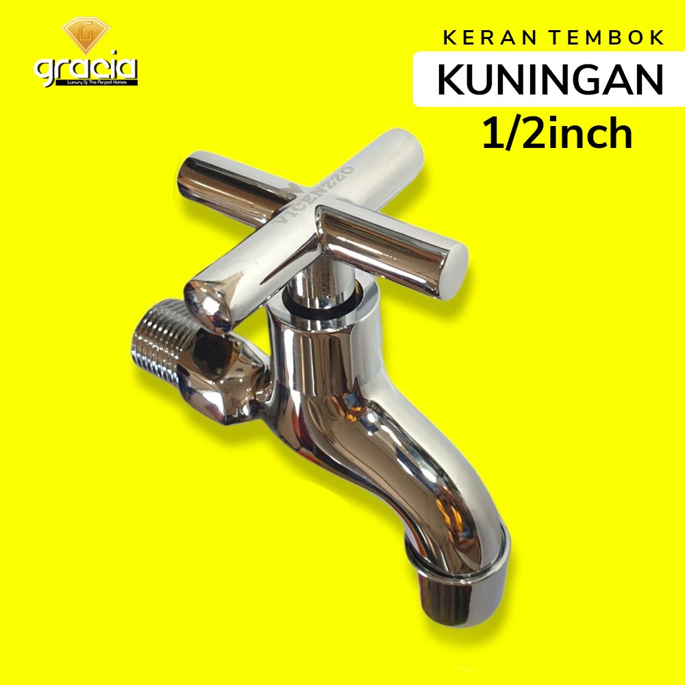 Kran Air Tembok / Taman Kuningan 1/2inch / Keran Air Kuningan 3/4inch / Kran Bahan Kuningan / Kran Cabang Kuningan