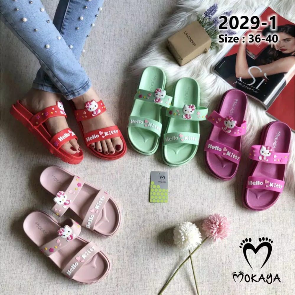 SANDAL SLOP ANAK WANITA HELLO KITTY BAN 2 LUCU IMPORT MOKAYA 30-35