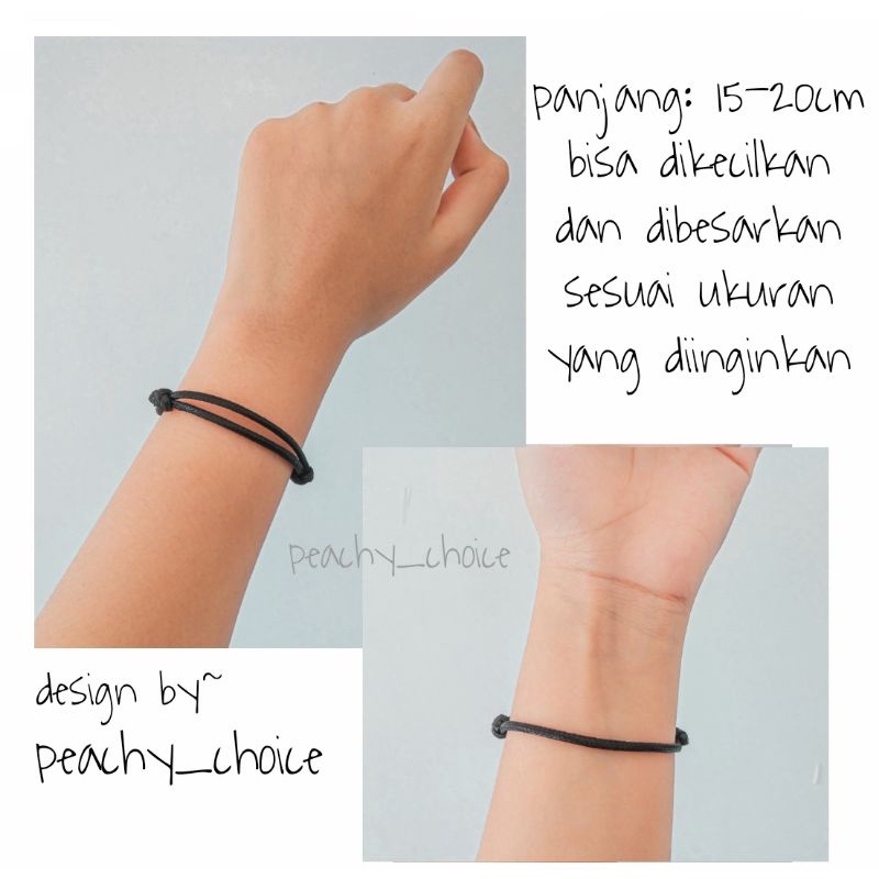 [PROMO] Gelang tali korea hitam mengkilap polos  waterproof