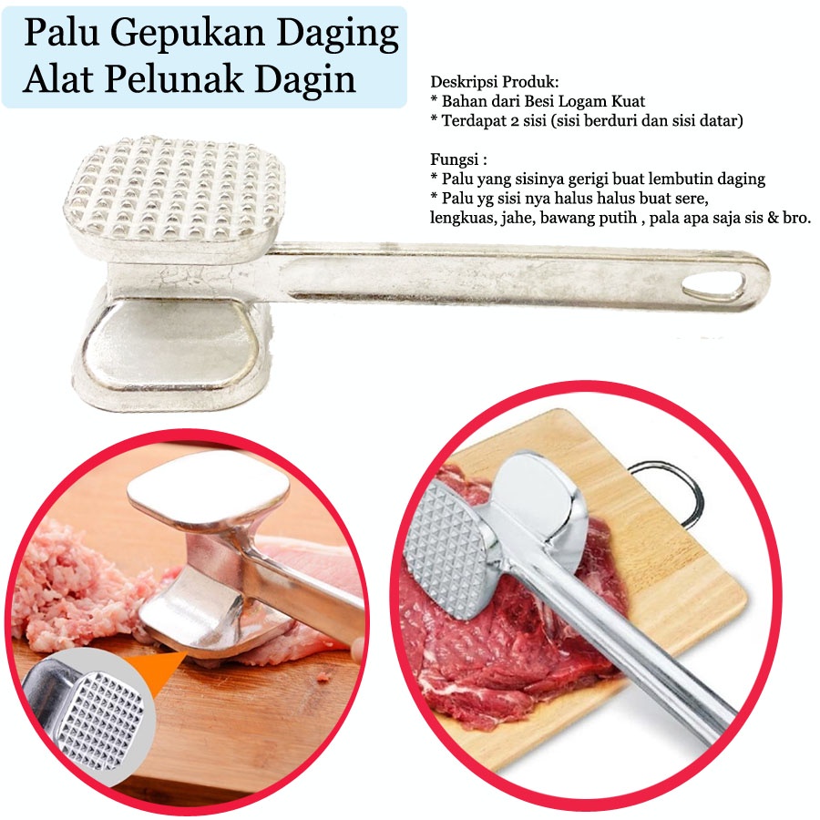 Alat Pelunak Daging Besi  Meat Hammer - Palu Gepukan Daging