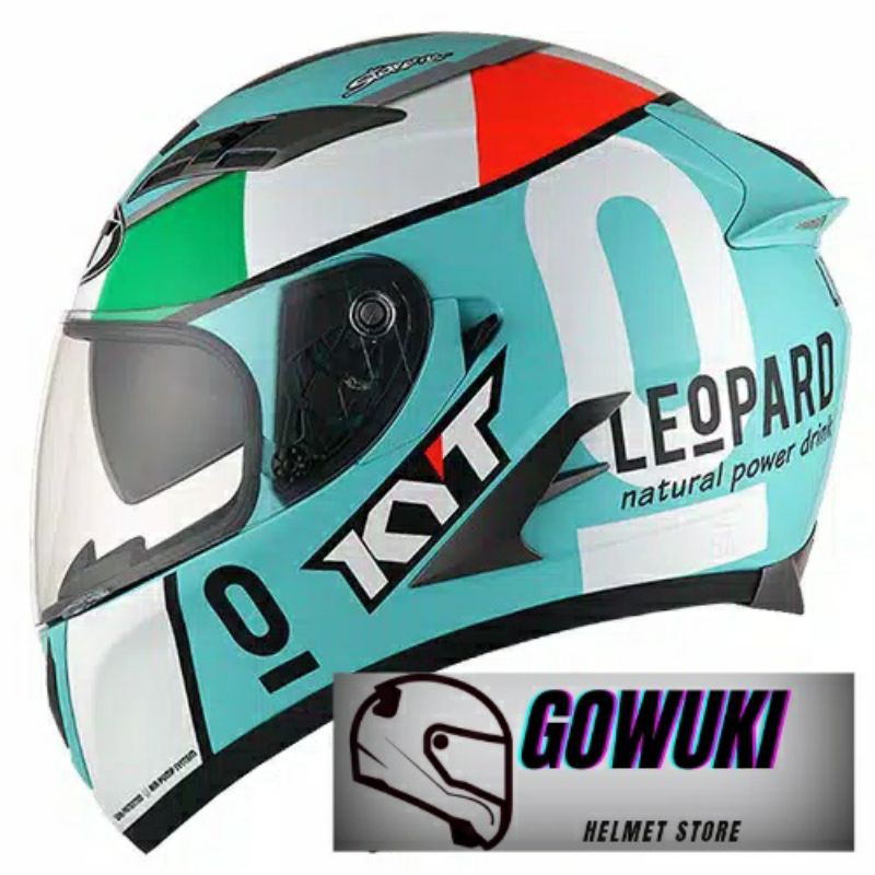 KYT VENDETTA 2 ANDREA LOCATELLI - LEOPARD TURQOISE BLUE - WITH AIR PUMP