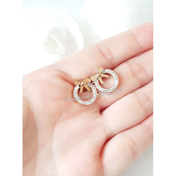 Anting Tusuk Pita Rosegold Titanium Antikarat Premium Bestquality Rosegold Antikarat