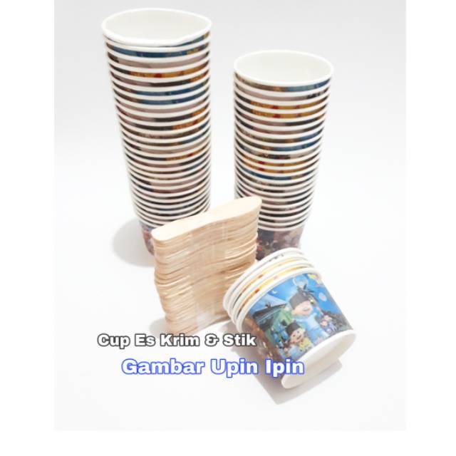 Cup es krim ice cup dan stik Es gelas es krim gambar upin ipin