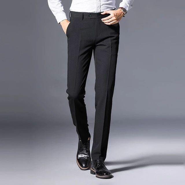 CELANA KERJA PRIA - CELANA FORMAL SLIMFIT PRIA HITAM HIGH TWIST NIKAYU