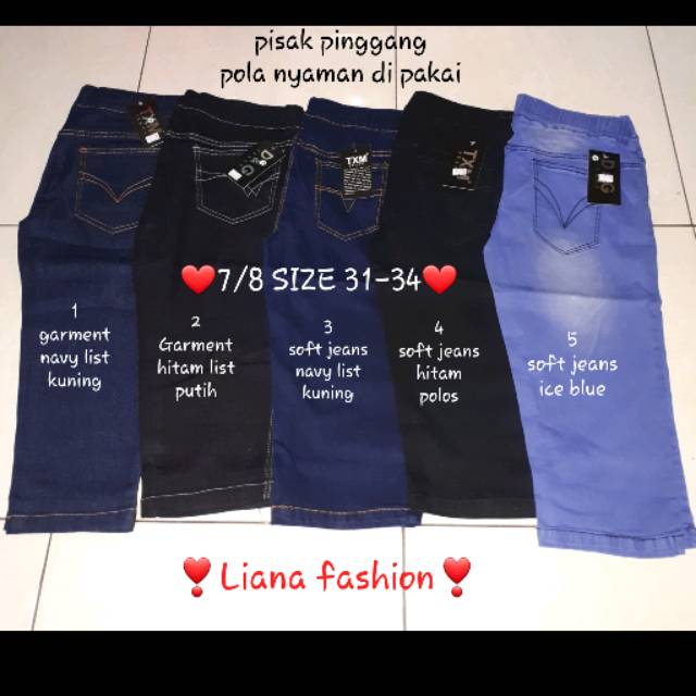  CELANA  7 8  WANITA  SOFT JEANS  SIZE  JUMBO BIG  SIZE  BESAR 