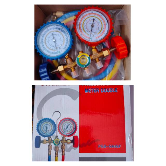 Jual Paket double manifold untuk pengisian freon AC R22 r32 r410