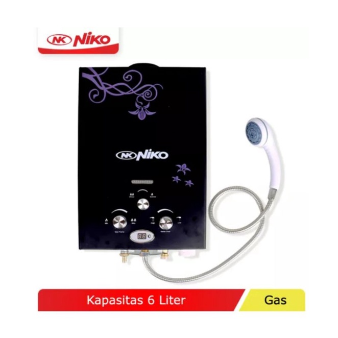 Water Heater Niko Hitam Gas Pemanas Air LED Water Temperature NK 6LDN Murah