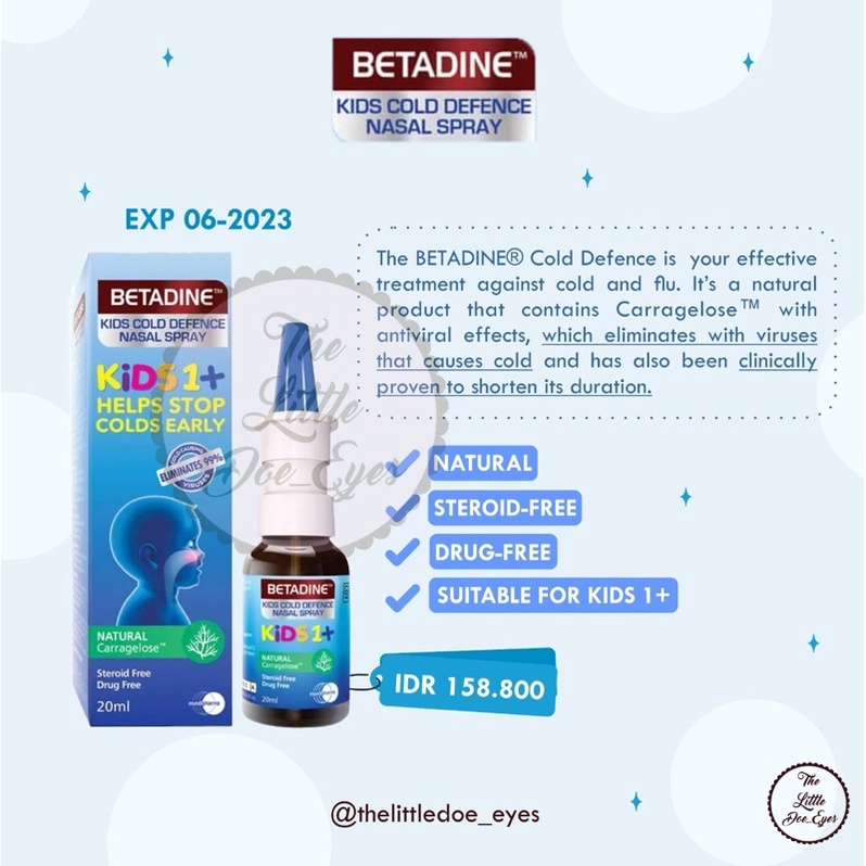 [READY] Betadine Cold Defence Nasal Spray Kids / Throat Spray