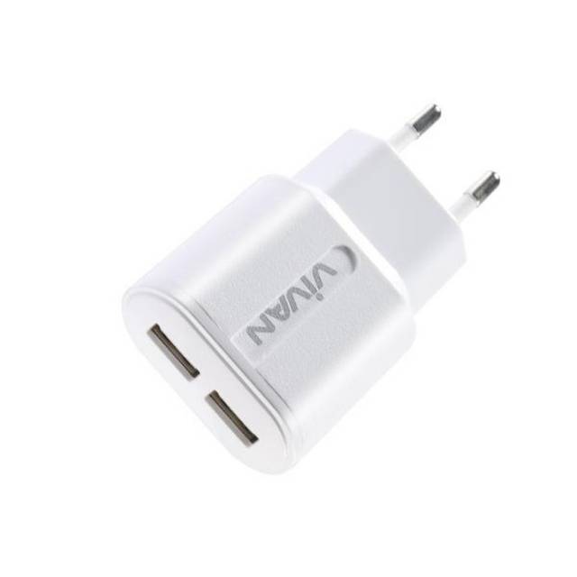 Kepala casan Vivan DD02 original 2 port 2,4 dual usb charger kepala cas gratis kabel data cable micro mikro musb m usb dual port output 2a 2.4a