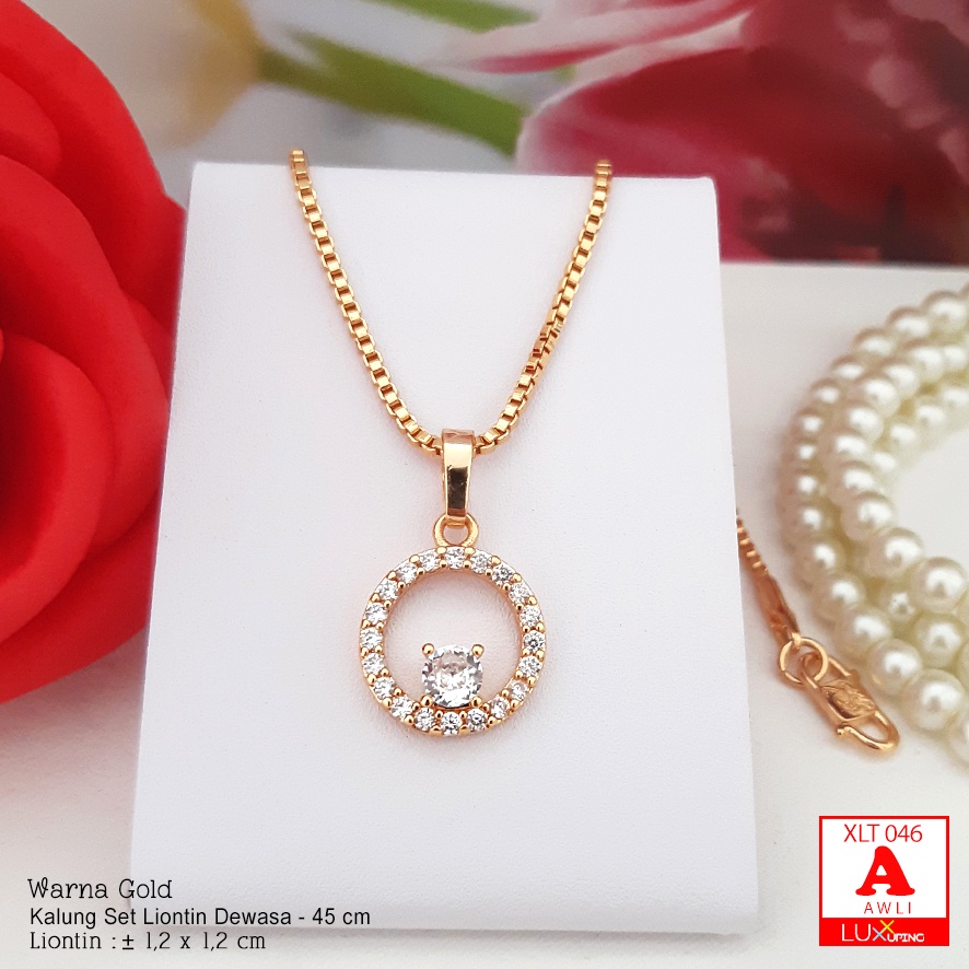 XLT 046  Kalung Set Liontin Terbaru Perhiasan Wanita Lapis Emas 18K Kalung Xuping Gold Luxx Xuping