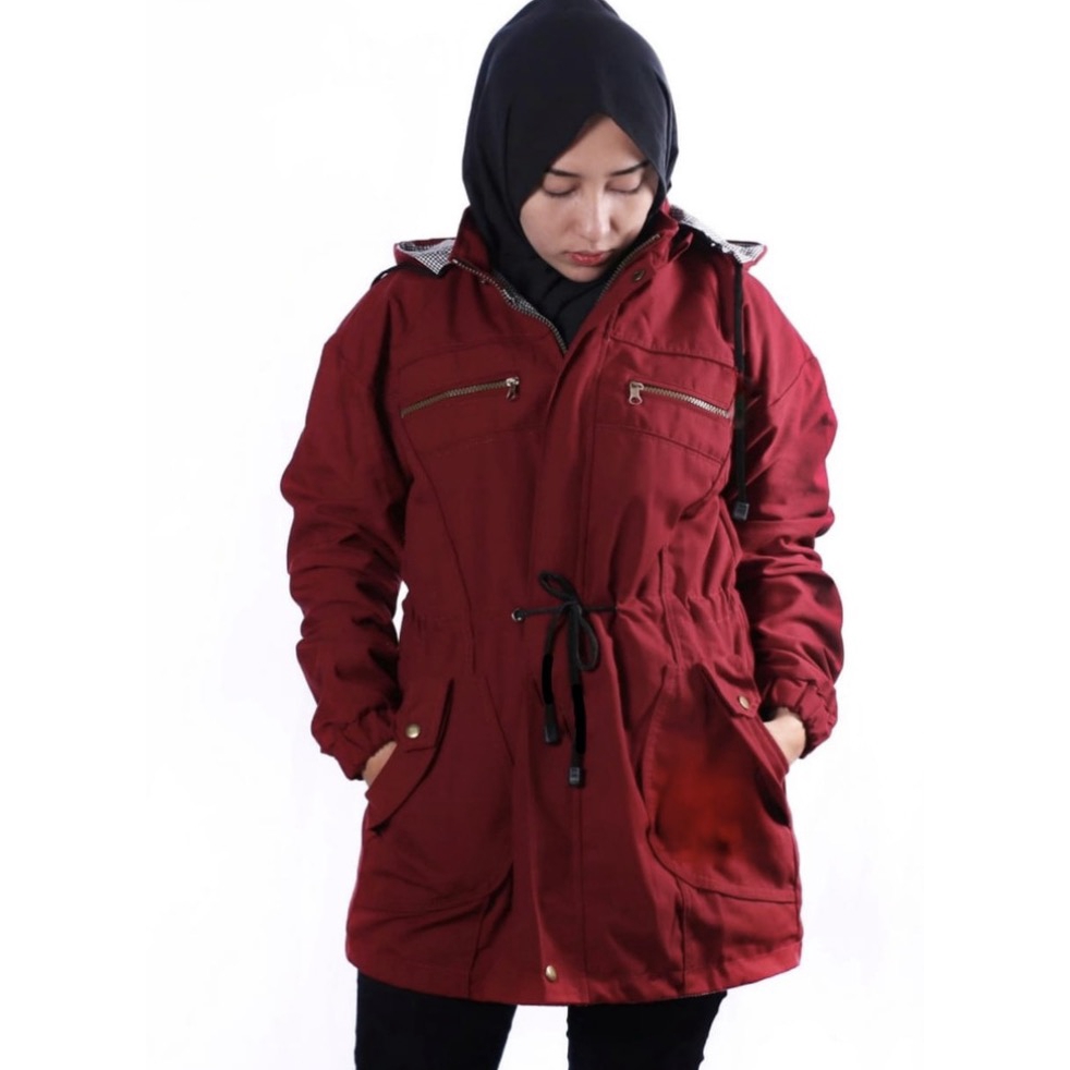 [COD] Jaket Parka Wanita Big size  Hoodie  motif bolak-balik