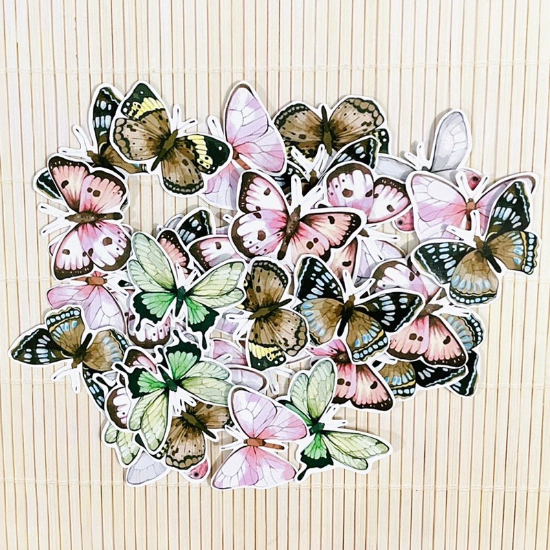 sticker set butterfly isi banyak stiker set kupu kupu water colour stick tempelan