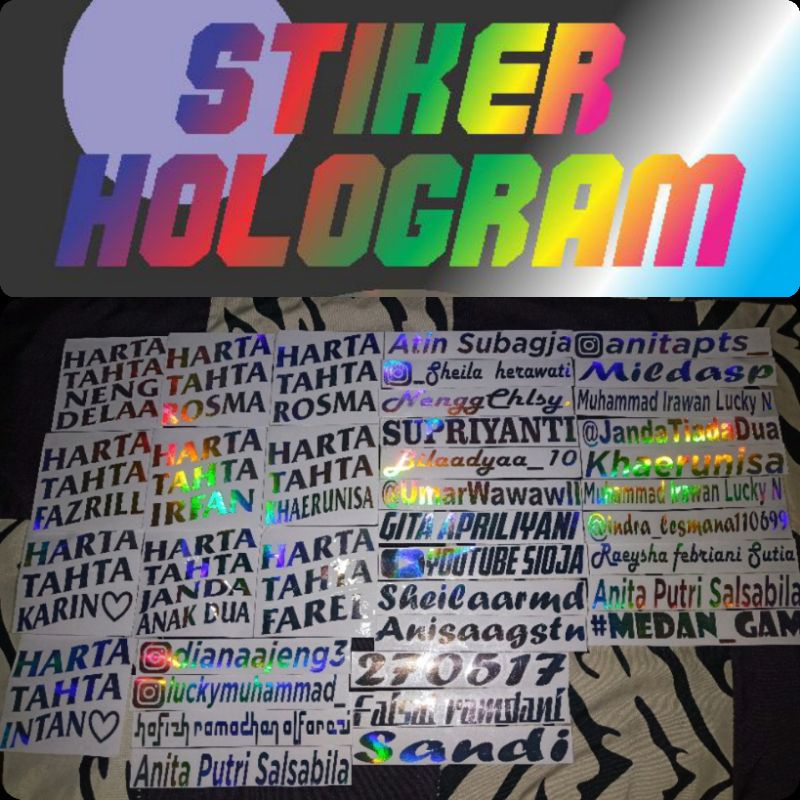 

stiker hologram sticker custom nama ukuran Hp