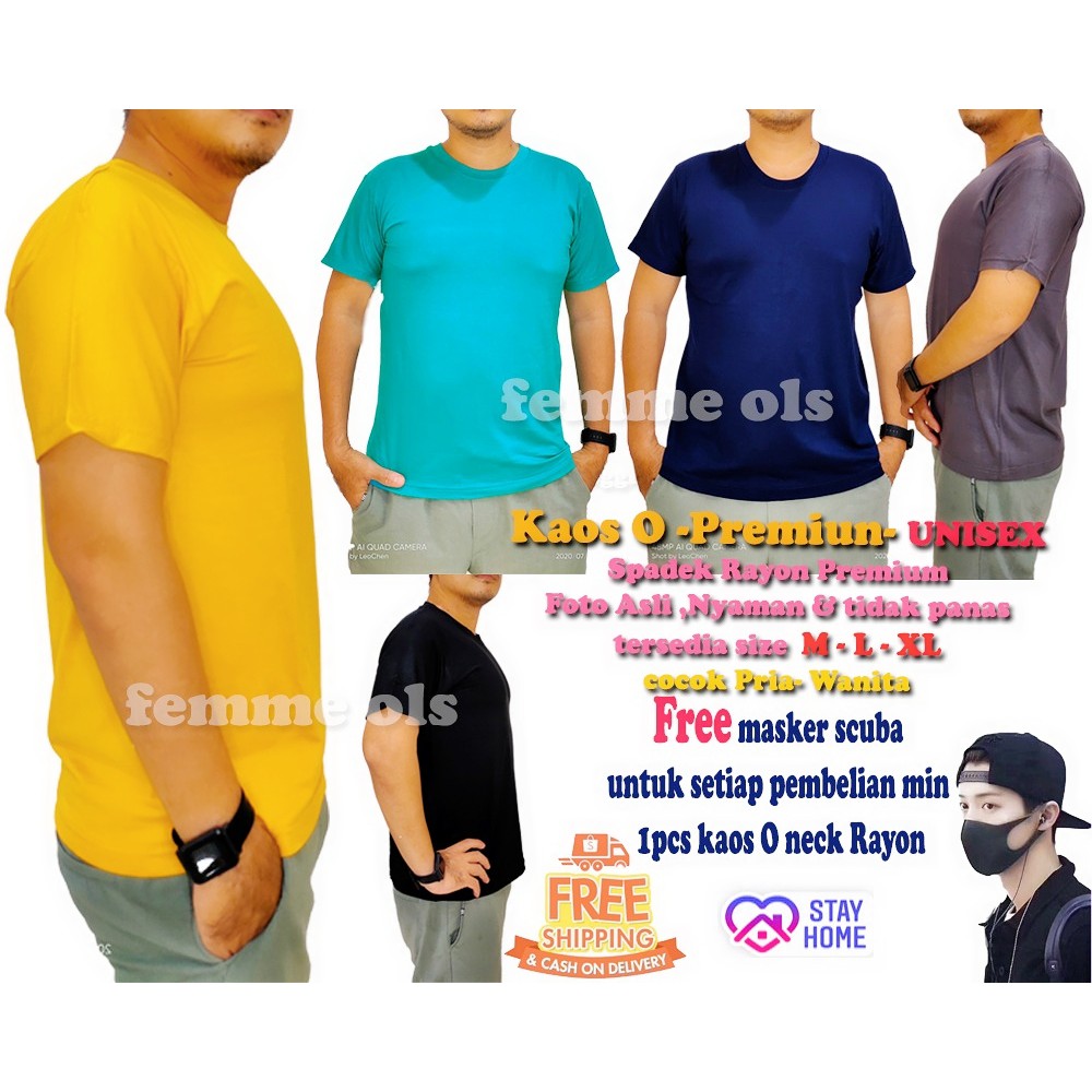 Femme Ols - Kaos Oblong Spandek Rayon Premium Unisex ( Pria Dan Wanita ) High Quality Premium Jumbo