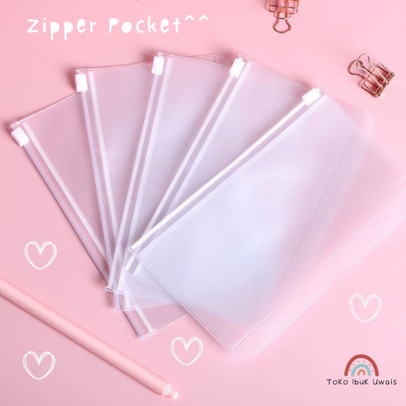 

A6 ZIPPER POCKET KANTONG PENYIMPANAN UANG SERBAGUNA - DOFF TRANSPARENT