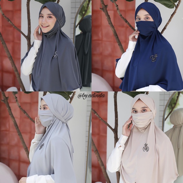 Jilbab Niqab Jumbo Tali Instant Hijab Niqob instan Khimar Syari Jersey