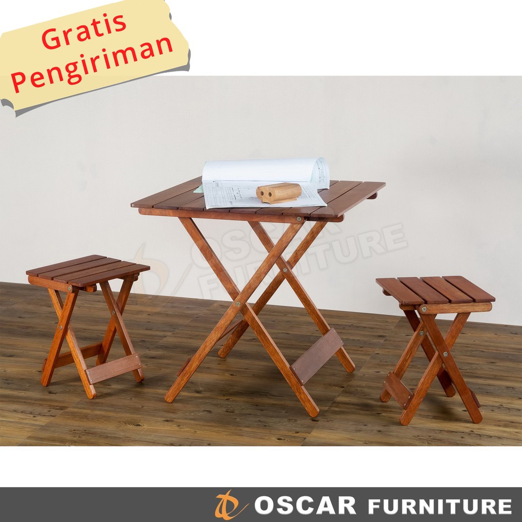 Oscar Furniture - Dining Set Tivoli - 1 Meja Lipat & 4 Kursi Lipat