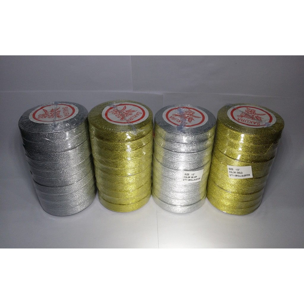 

FRESH Pita Emas Perak Glitter 1 2 x 20yd Metalik Gold Silver per 10 roll ISTIMEWA