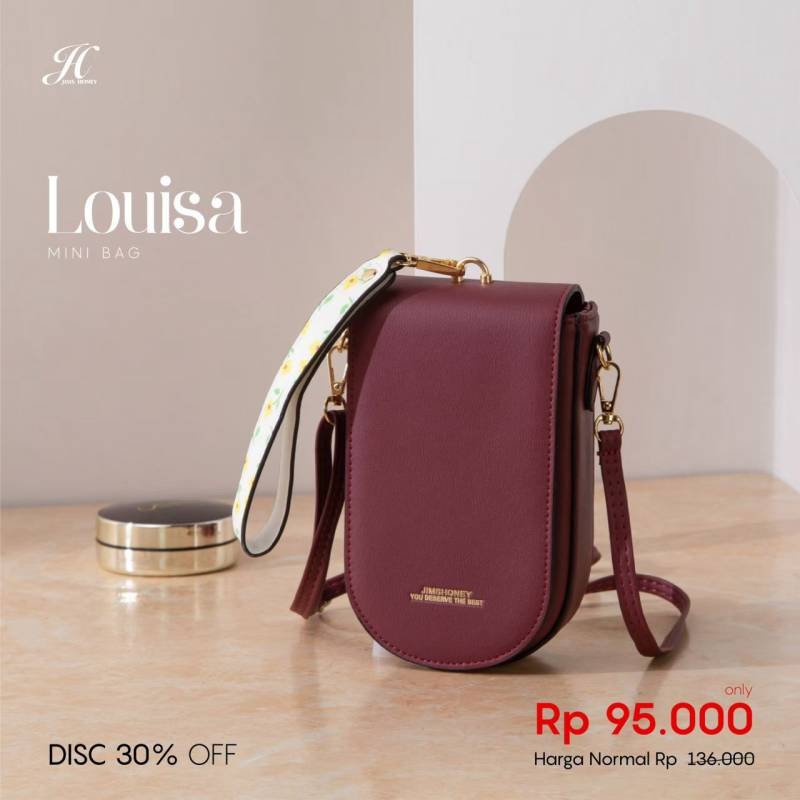 LOUISA MINI BAG JIMSHONEY varian lama Motif Bunga pada tali pendek nya ( READY STOCK, SIAP KIRIM )