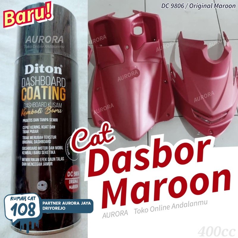

DITON PREMIUM DASHBOARD COATING DC 9805 ORIGINAL MAROON DC9805 cat kulit jeruk permukaan kasar plastik maroon pilok pylox pilox sepeda motor mobil