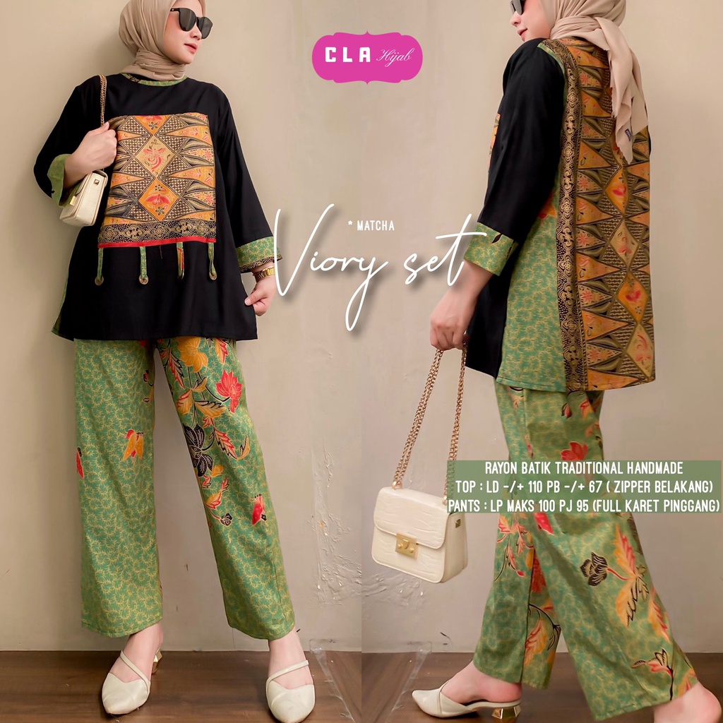VIORY SET BLOUSE CELANA BATIK ORI CLA HIJAB