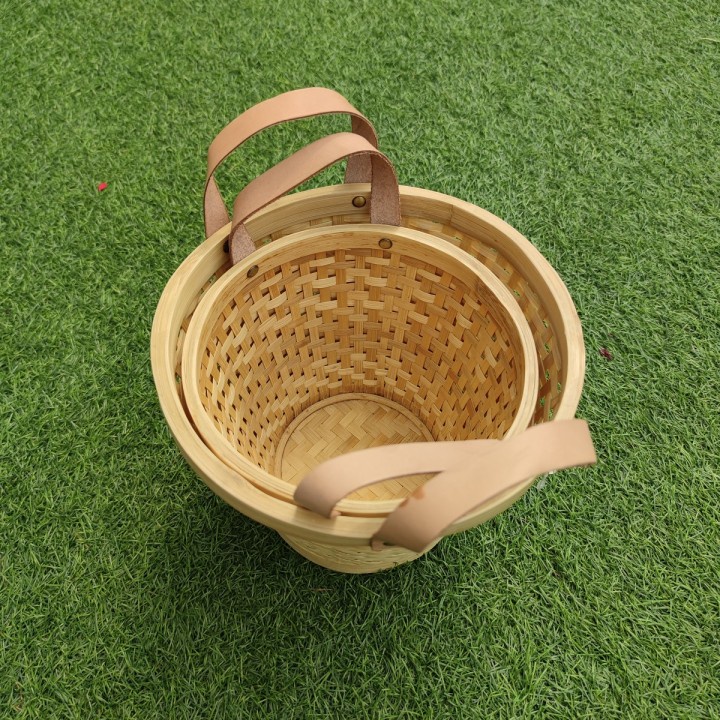 65 Keranjang Ember Bambu Natural Kecil - 20x20x16cm