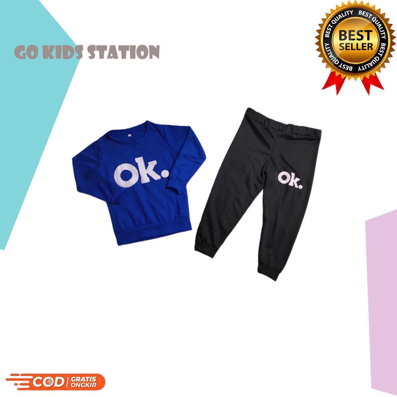 GKS - SET SWEATER OK / SET SWEATER UNISEX JOGER / SETELAN SWEATER ANAK LUCU