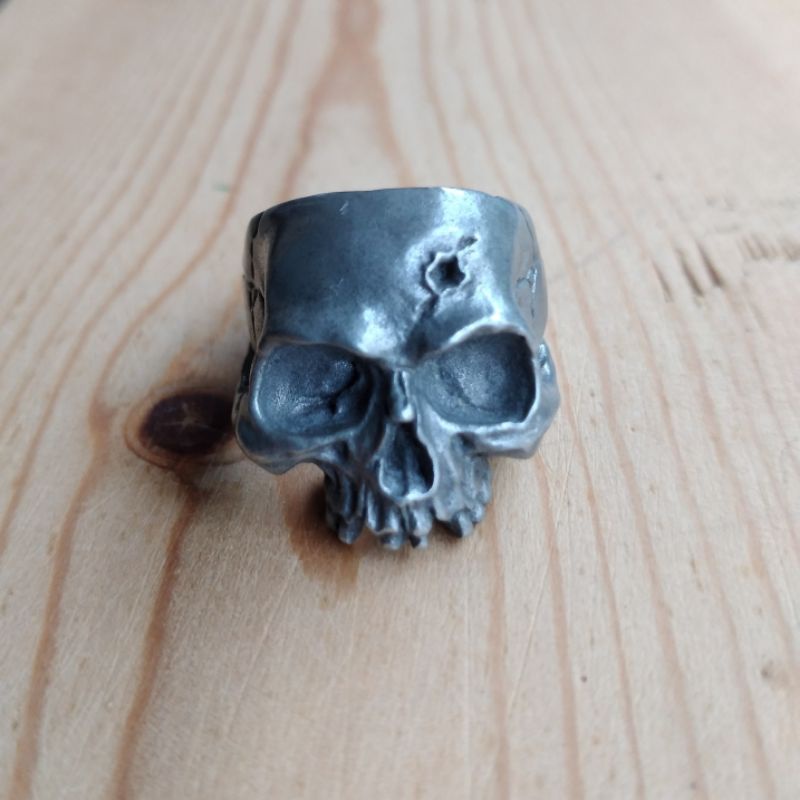 Cincin Pria Cincin Tengkorak Cincin Metal Punk Half Face