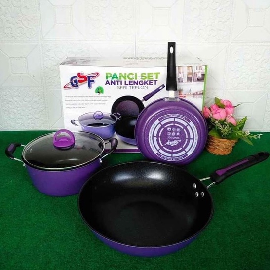 PANCI SET ANTI LENGKET SERI TEFLON / PANCI SET GSF 4PCS TEFLON SERIES GSF G-2429 / GSF 2429 - GSF2429 / GSF 2529 / GSF-2529 / GSF2529 / GSF G-2629 / GSF 2629