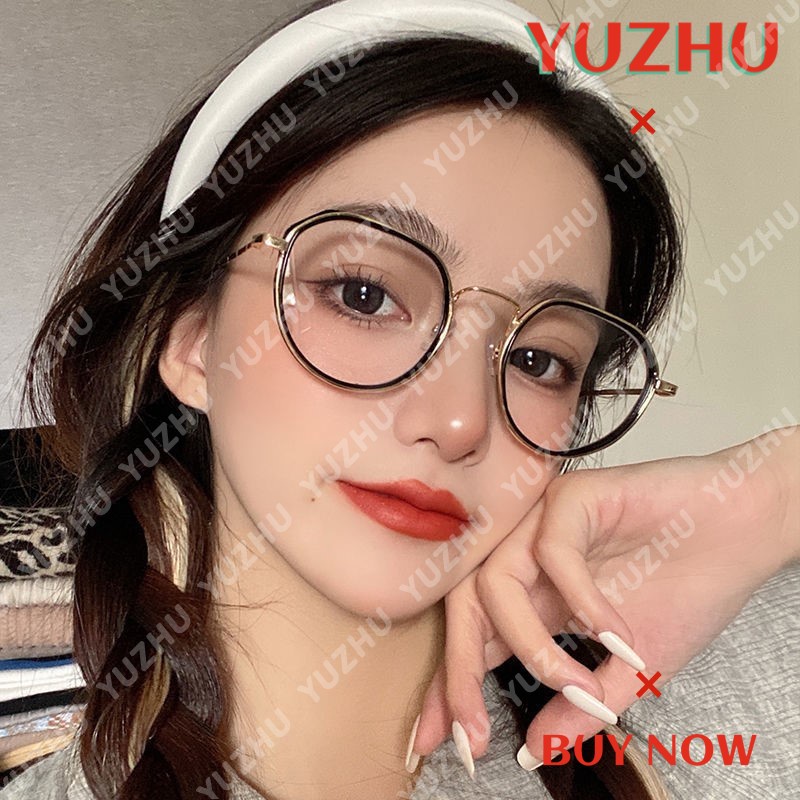 (YUZHU) TERSEDIA &amp; COD Frame Kacamata Wanita Korean Gaya Kacamata Anti Radiasi Cewek Bulat Eyeglasses