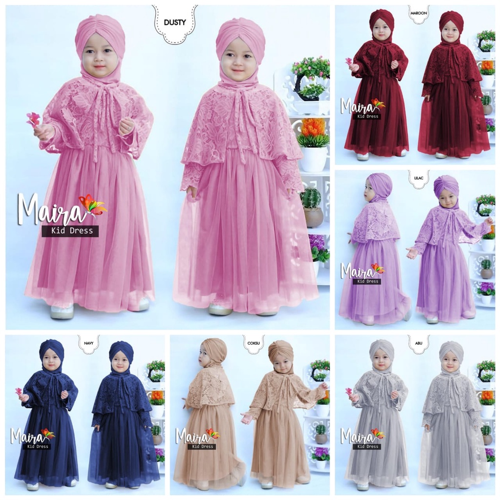 Baju Lebaran Anak BROKAT CANTIK KID MAIRA UMUR 5 6 7 TAHUN MAXY CEWEK BRUKAT IMPORT TILE FURING MEWAH MURAH MODEL TERB gamis anak perempuan terlaris viral syari kekinian 2023 premium setelan anak H5E7 murah syar'i dres busana muslim stelan gaun dress anak