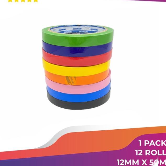 

Hot Promo.,!!mgu-395 1 PACK LAKBAN ISOLASI WARNA 12MM X 50M SAZANAMI SELOTIP WARNA 1 LUSIN - Merah