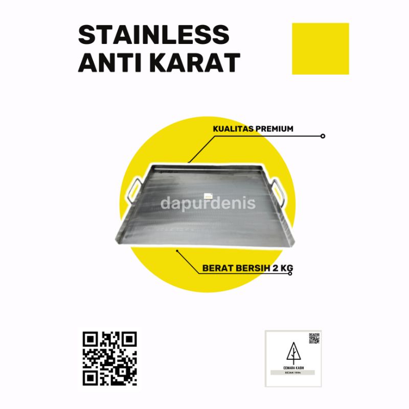 [1.6 MM]WAJAN ROTI BAKAR STAINLESS / LOYANG ROTI BAKAR / WAJAN BURGER / WAJAN KEBAB / PANGGANGAN ROT